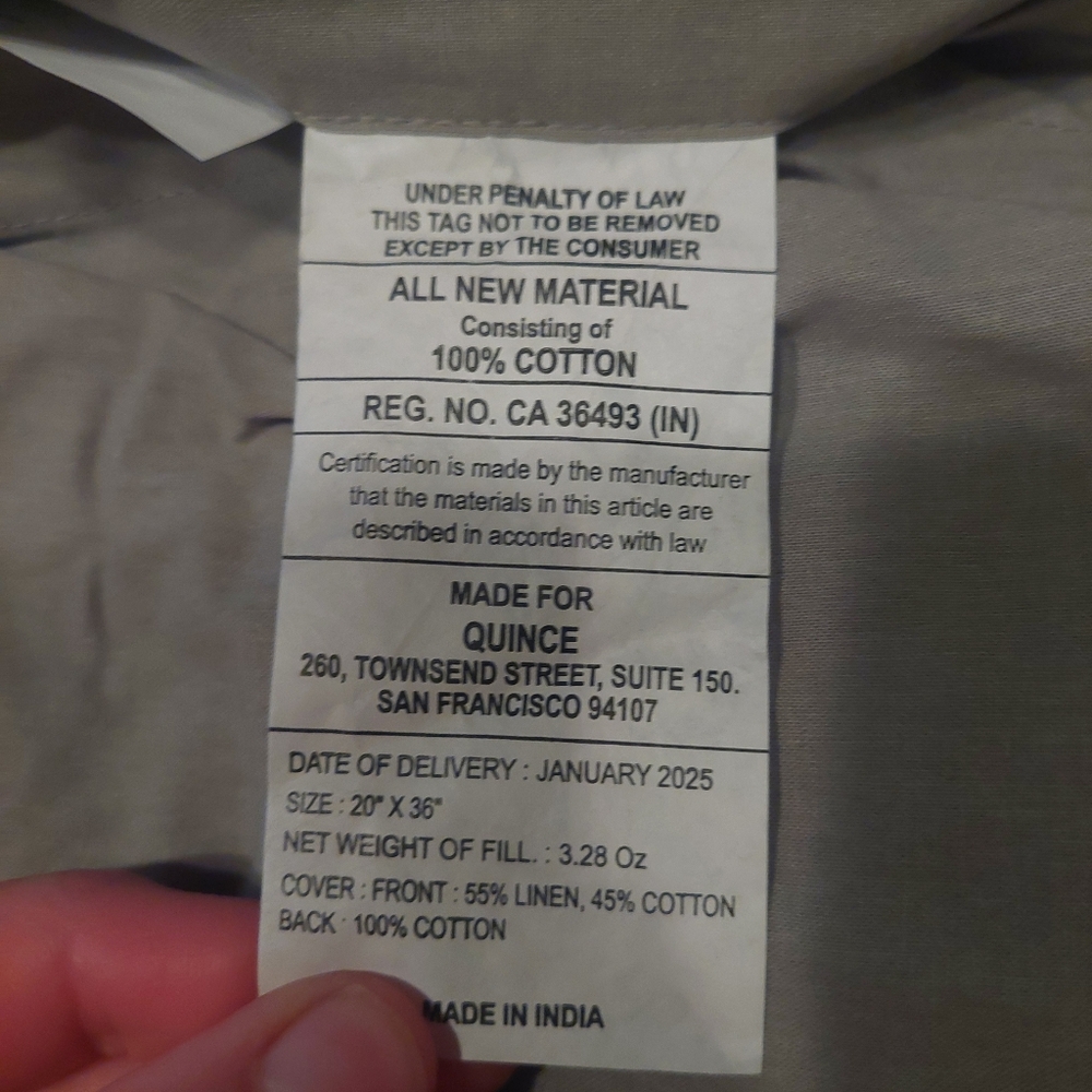 Quince Linen/ Cotton Stitch Willowleaf Sham Set! Sz. King! (S54) - Picture 9 of 10